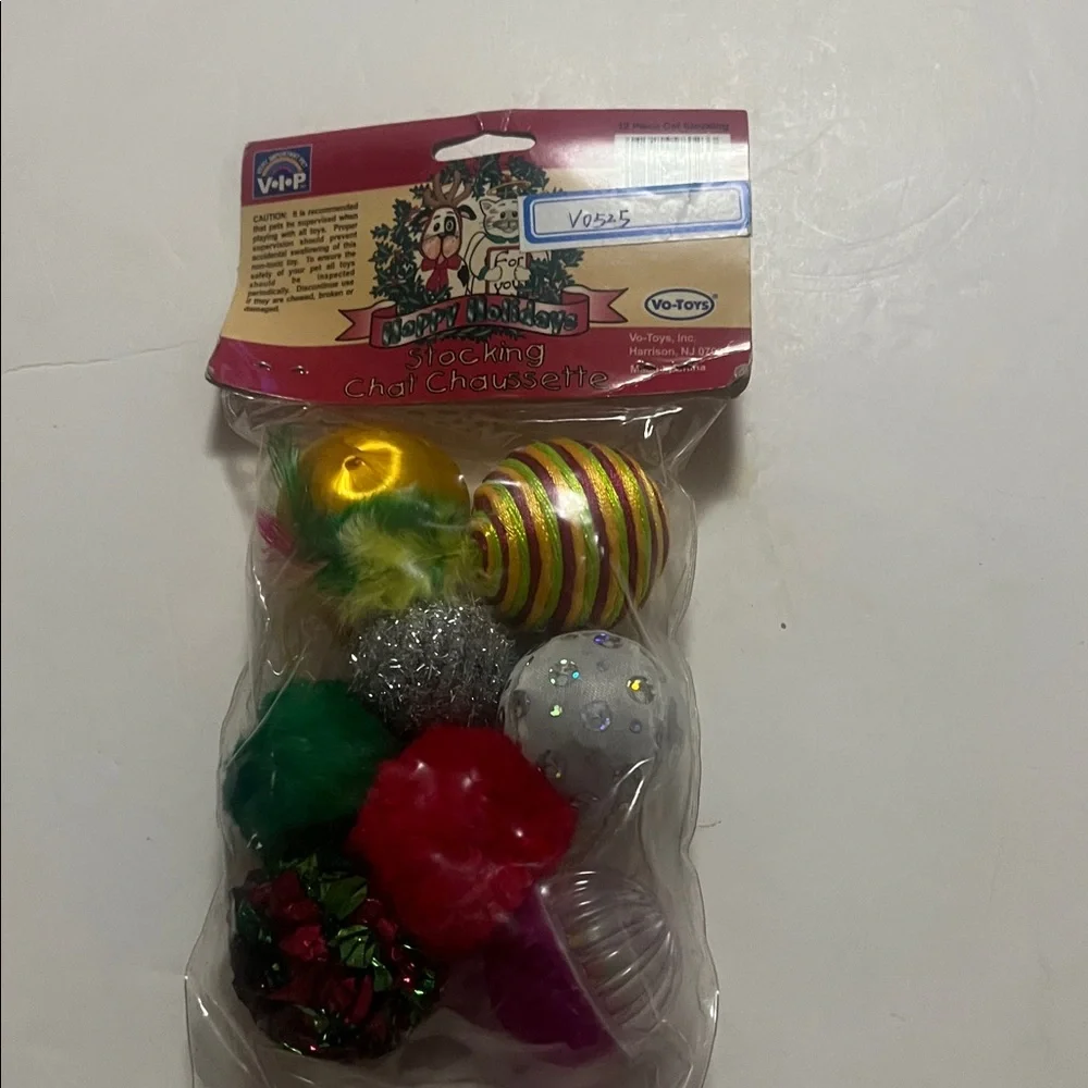 CAT STOCKING‎ CHAT CHAUSSETTE COLORFUL CAT TOY BALL SET